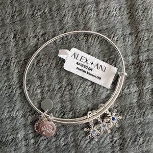 Alex and Ani Silver Snowflake Charm Bracelet with Blue Accents